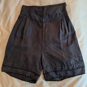 Lerario Beatriz High Waist Scalloped Silk Short